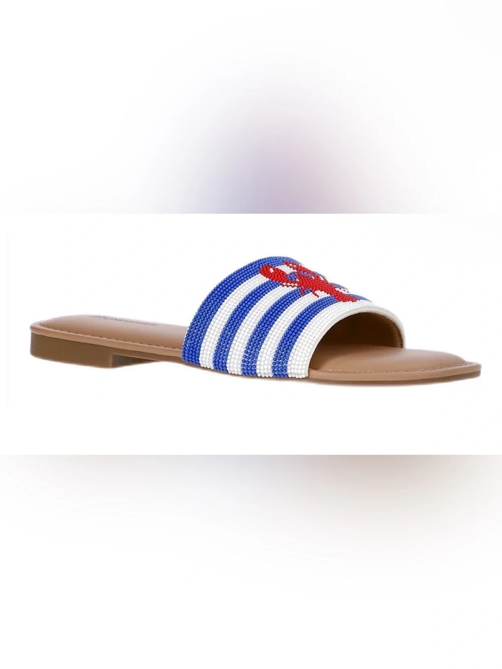 No Boundaries Kids' Blue, White & Red Lobster Beaded Slide Sandals